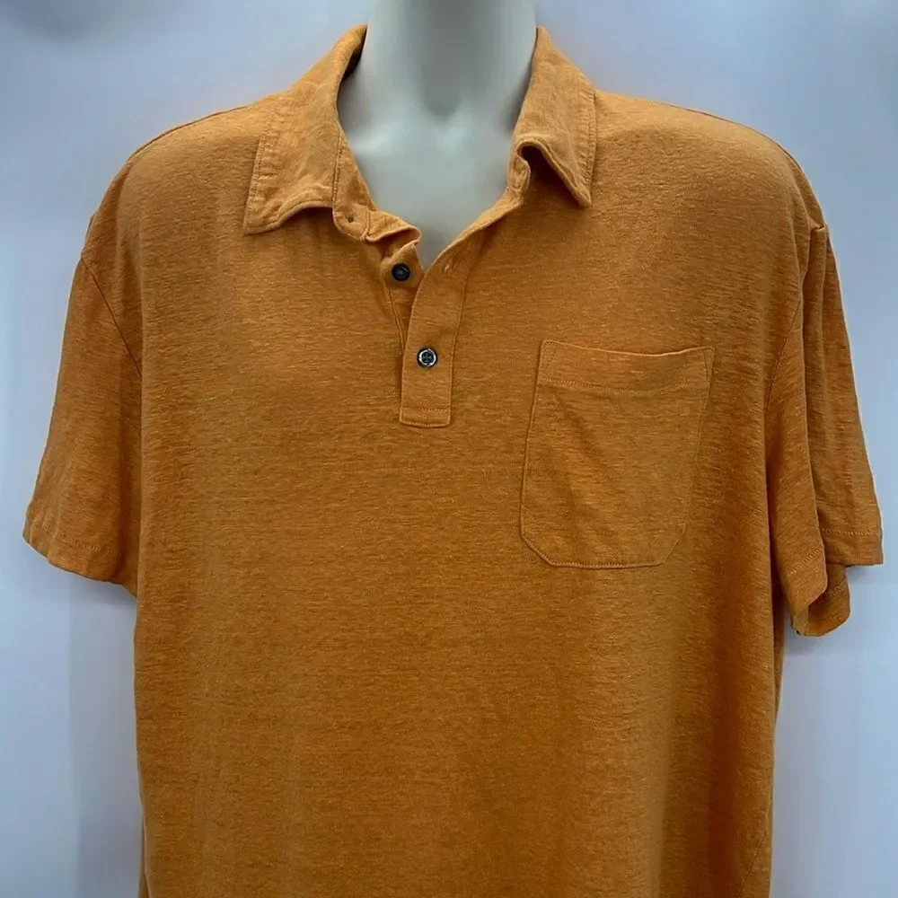 Banana Republic orange 100% linen short sleeve shirt